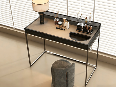 现代简约梳妆台 梳妆镜凳子 现代梳妆台 摆件