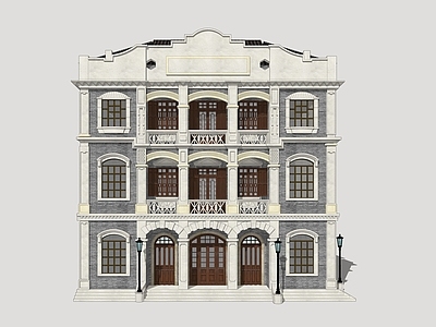 民国风风格建筑 骑楼商业街 民国风格建筑 欧式商业建筑