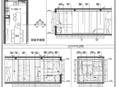 现代新中式厨房 开放式厨房 厨房餐厅 厨房餐厅布局 厨房用品设施 厨柜厨具 施工图
