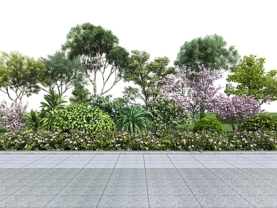 现代园林风格植物堆 现代景观植物组合 植物堆植物花草 植物组团灌木植物 景观树花带 景观绿植桃树丁香