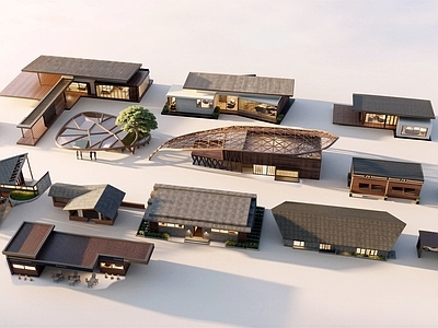 现代简模规划 构筑物建筑 售卖亭建筑