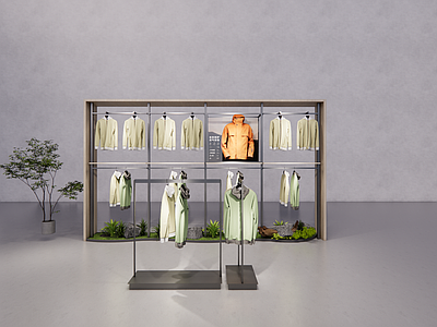 现代服装展台 户外运动服饰货架 美陈艺术装置 服装道具
