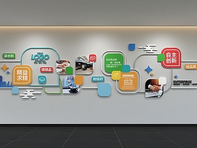 现代简约文化墙 现代企业文化墙 展示墙 办公文化墙 标语 口号