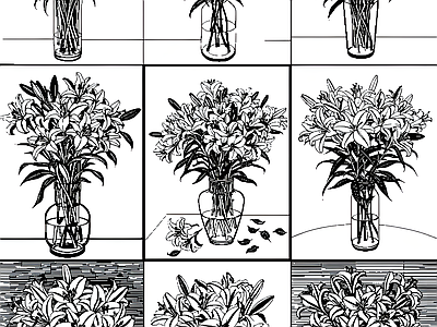 现代花 百合花素材 施工图