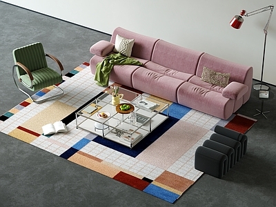 现代简约多人沙发