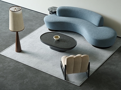 现代极简弧形沙发