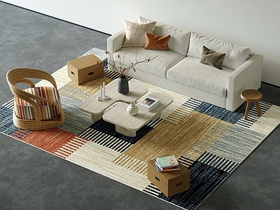 现代简约三人沙发