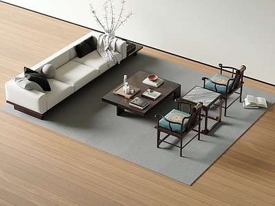 新中式三人沙发