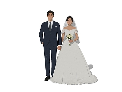 欧式多人 新郎 新娘 婚纱 婚礼人物