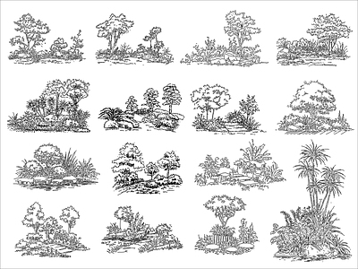 现代综合景观图库 绿植组合 施工图