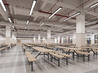 现代简约学生食堂 现代风格食堂 原木风学习食堂 学校餐厅