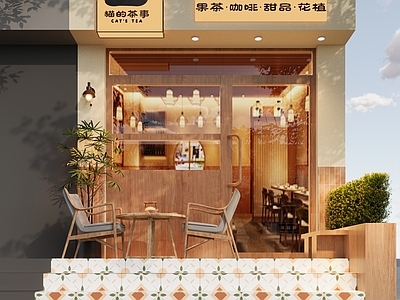 奶油风奶茶店