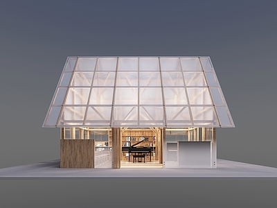 原木风其他商业建筑 展厅商业文化展览 商场商铺木屋建筑 透明原木小屋 人字斜屋顶 半透明渐变阳光板