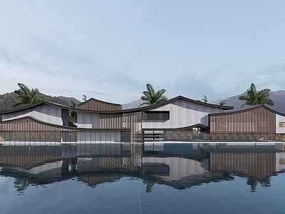 新中式售楼处建筑 现代展览馆建筑 美术馆建筑 公共建筑 售楼部建筑