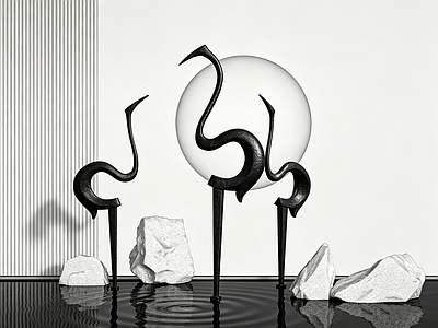 新中式雕塑摆件 鹤雕塑 鹤小品 鹤