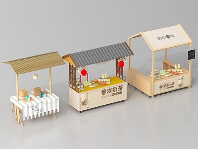现代食品展台 网红摊位 网红小吃车 夜市摊位 售货亭 售卖车