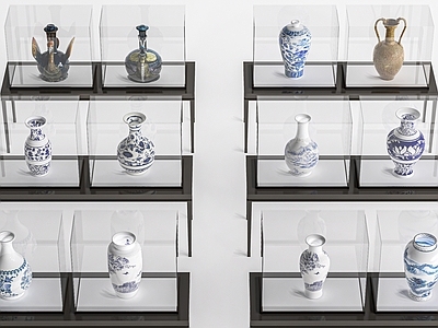 现代陶瓷展厅 瓷器 青花瓷  瓷瓶 花瓶   陶瓷罐  陶瓷盘 瓷器