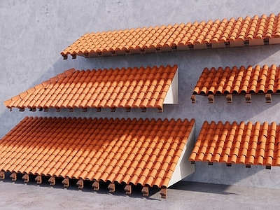 中式屋檐 瓦屋顶  瓦片瓦筒 陶土彩瓦 烧结彩瓦  飞檐瓦当