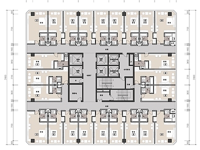 公寓建筑 平层高层公寓 40 60平公寓 方形酒店式公寓 施工图
