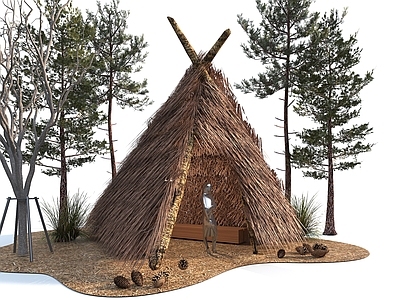 原始自然风木屋 现代茅草屋 茅草屋 茅草构筑物 茅草庇护所 网红打卡地