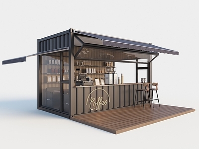 现代集装箱风咖啡厅 户外咖啡店 咖啡小屋集装箱咖啡店 集装箱房子 集装箱小店