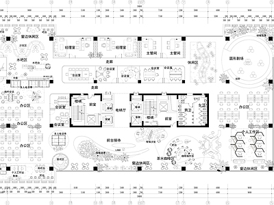 现代开放办公室 共享办公室 小办公室 剧场沙龙 咖啡区 休闲区 施工图