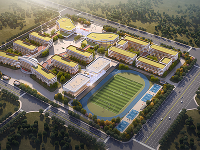 现代学校建筑 高中建筑 学校建筑 中小学 学校外观