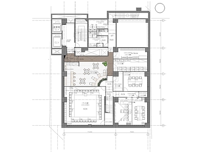 现代整体办公空间 办公室平面 施工图