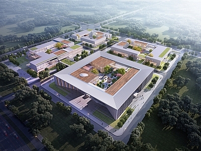 新中式鸟瞰规划 现代航空基地 现代产业园