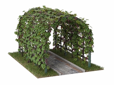 新中式景观廊架空间 植物景观