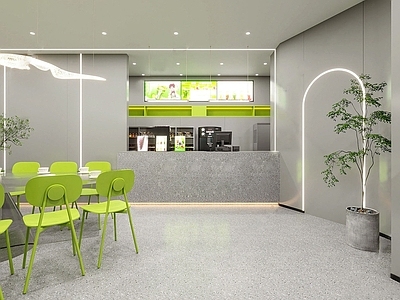 极简奶茶店 现代奶茶甜品店 咖啡厅 吧台操作台 奶茶店桌椅组合