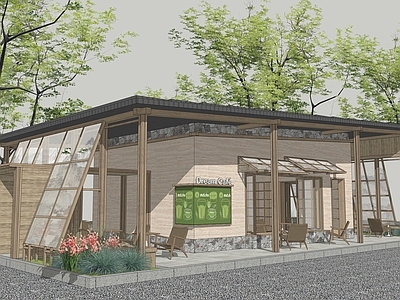 新中式餐饮建筑 咖啡厅 木屋咖啡厅 奶茶店 户外咖啡厅 快闪店