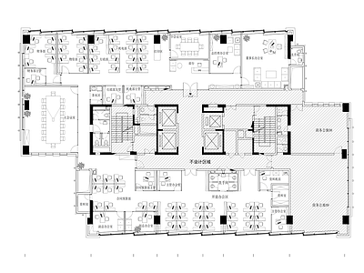 现代整体办公空间 开放办公室 施工图