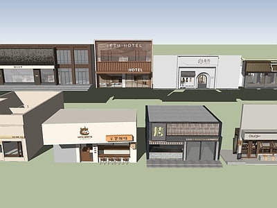 新中式店铺门头建筑