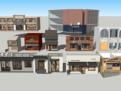 新中式店铺门头建筑