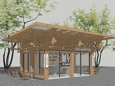 日式餐饮建筑 咖啡厅 奶茶店 快闪店 木构咖啡厅 营地咖啡厅