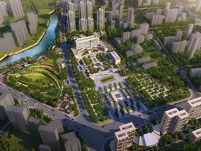 现代主义鸟瞰规划 住宅 广场