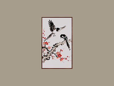 新中式挂画 新中式挂画 中式挂画 梅花国画 喜鹊