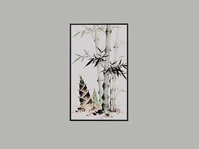 新中式挂画 国画 竹子挂画 竹笋国画 中式挂画