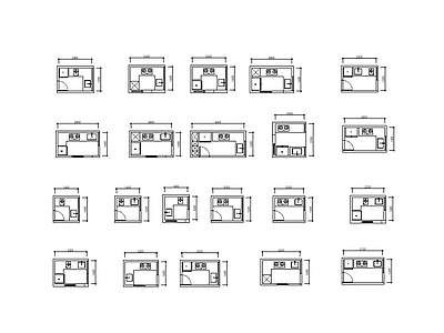 现代简约厨房设施 厨房平面布置图 施工图