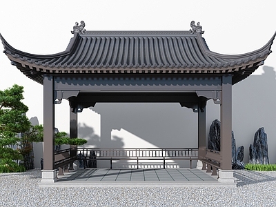新中式古建筑 水榭 轩榭 景观亭 凉亭 仿古建筑