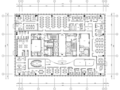 现代整体办公空间 办公平面方案 施工图