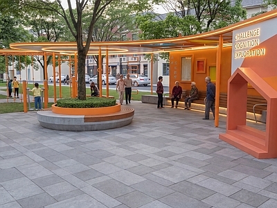 现代活力景观口袋公园 玻璃廊架 廊架k 口袋公园