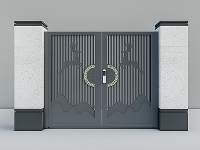 新中式庭院门 铝合金庭院门 别墅花园门 花园入户门 铝艺院门 户外电动门