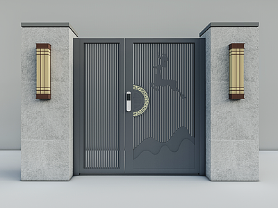 新中式庭院门 铝合金庭院门 别墅花园门 花园入户门 铝艺院门 户外电动门