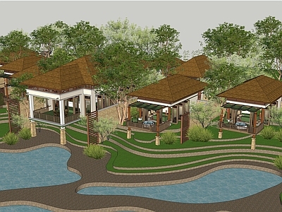新东南亚风格民宿建筑 酒店 民宿