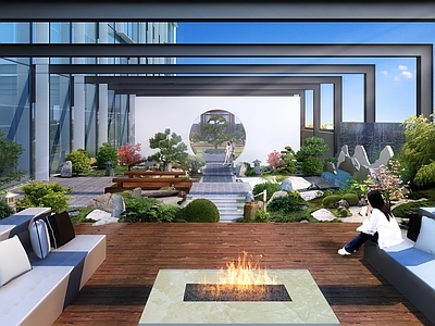新中式屋顶花园 屋顶花园