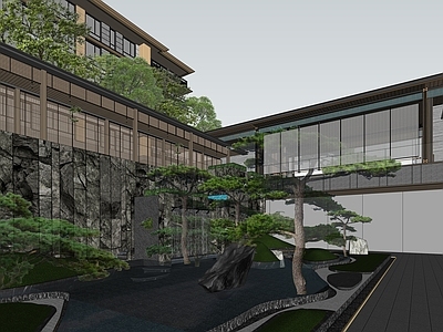 新中式售楼处建筑 宋风示范区 中式售楼部