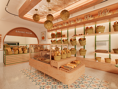 原木风甜品面包店