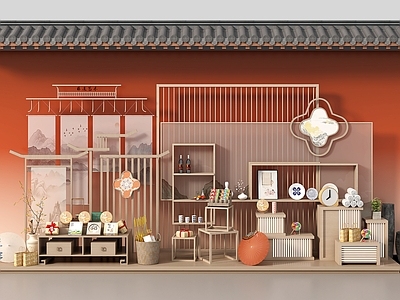 新中式文创展台 国潮风文创展台 商场美陈 非遗展台 国风市集